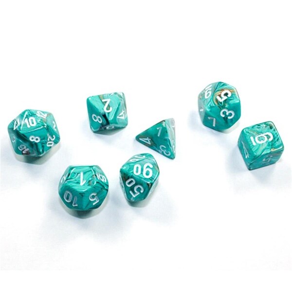 Time2Play Cube Mini MBL Dice, Oxi-Copper & White - Set of 7 TI3300065 - main